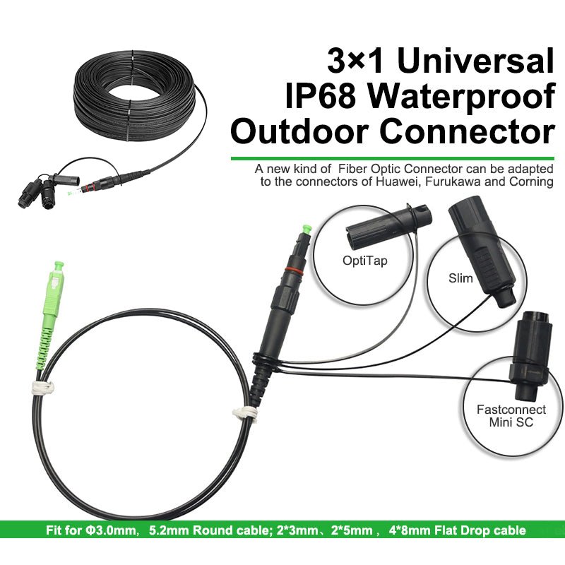 3 in 1 waterproof pre terminated fiber optic cable